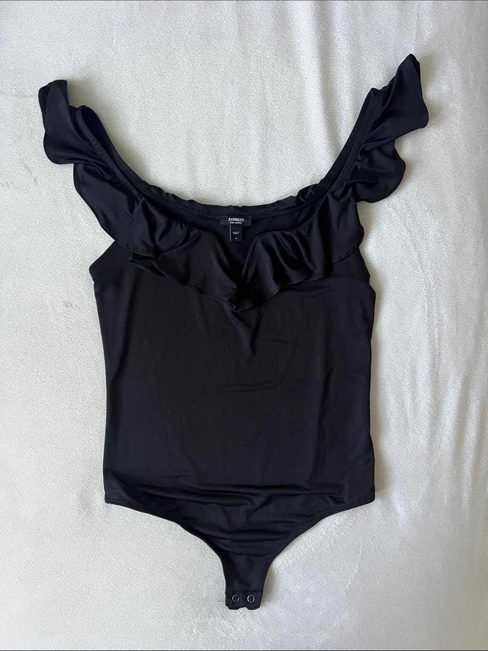 Express Body Contour Black Ruffle Bodysuit
